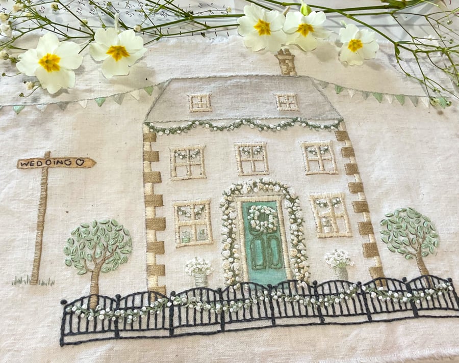 Wedding Day Embroidery Kit: Cotswold Cottage Hand embroidery.