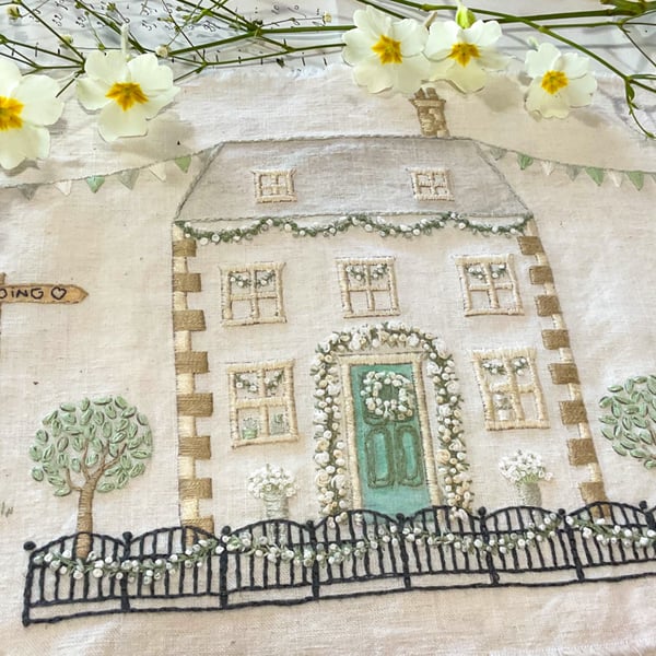 Wedding Day Embroidery Kit: Cotswold Cottage Hand embroidery.