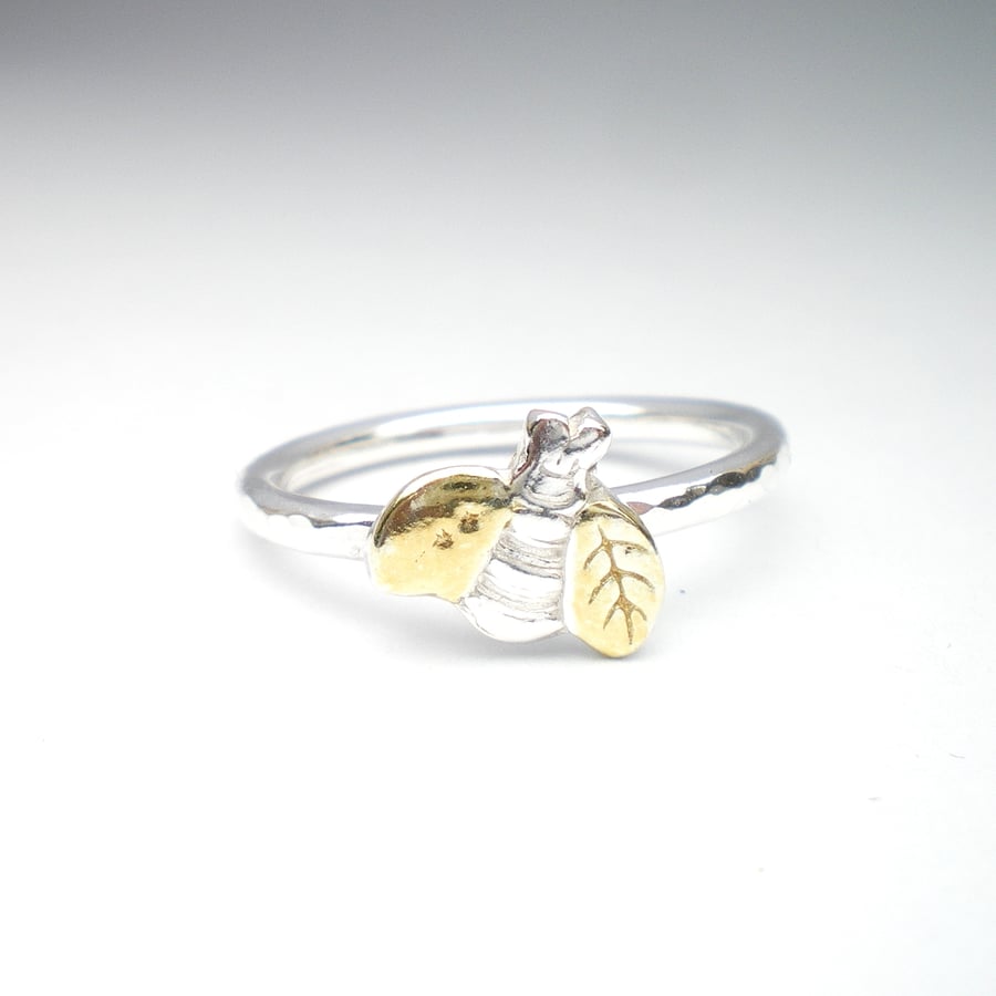 Silver and Gold Bee Ring