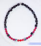 Swarovski and Hematite stretch beaded bracelet red pink black - Image 1