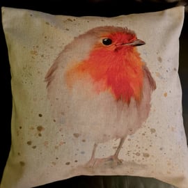 Handmade 16" square Robin cushion