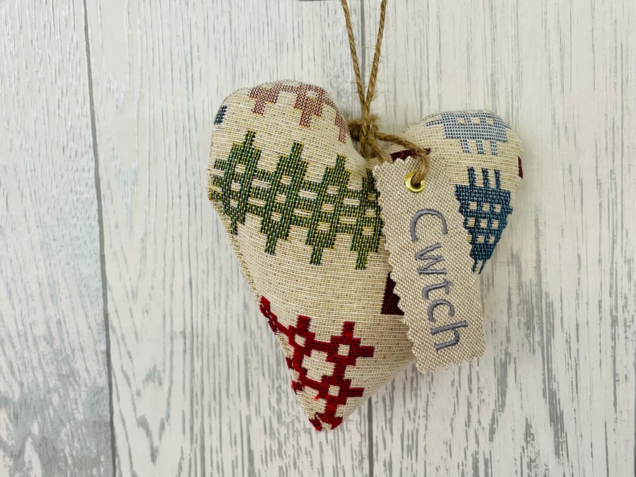 Welsh Blanket style Handmade Heart 