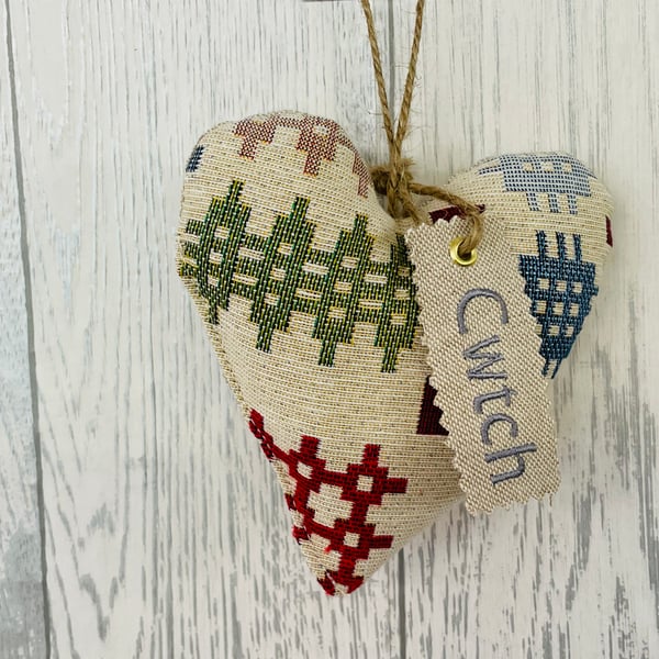 Welsh Blanket style Handmade Heart 