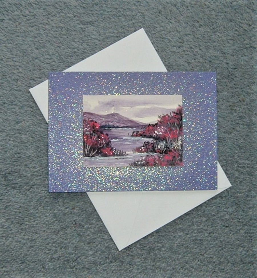 hand painted miniature art greetings card ( ref FA 186 D6 )