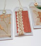 Gift Tags - terracotta vintage silk and lace, with reclaimed curtain textiles  - Image 2