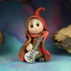 Spring Sale Tiny Minstrel Gnome 'Dell' with silver guitar OOAK Sculpt Ann Galvin
