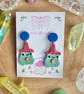 Handmade Frog Wizard Polymer Clay Earrings