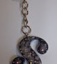 Handmade epoxy resin keyring with initial letter S