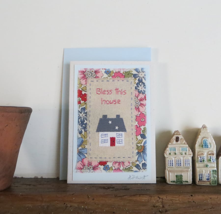 Bless this House, hand-stitched, special little card to keep!