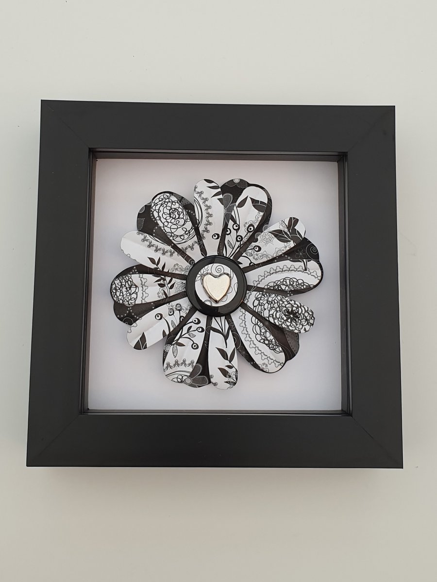 Monochrome flower box frame picture