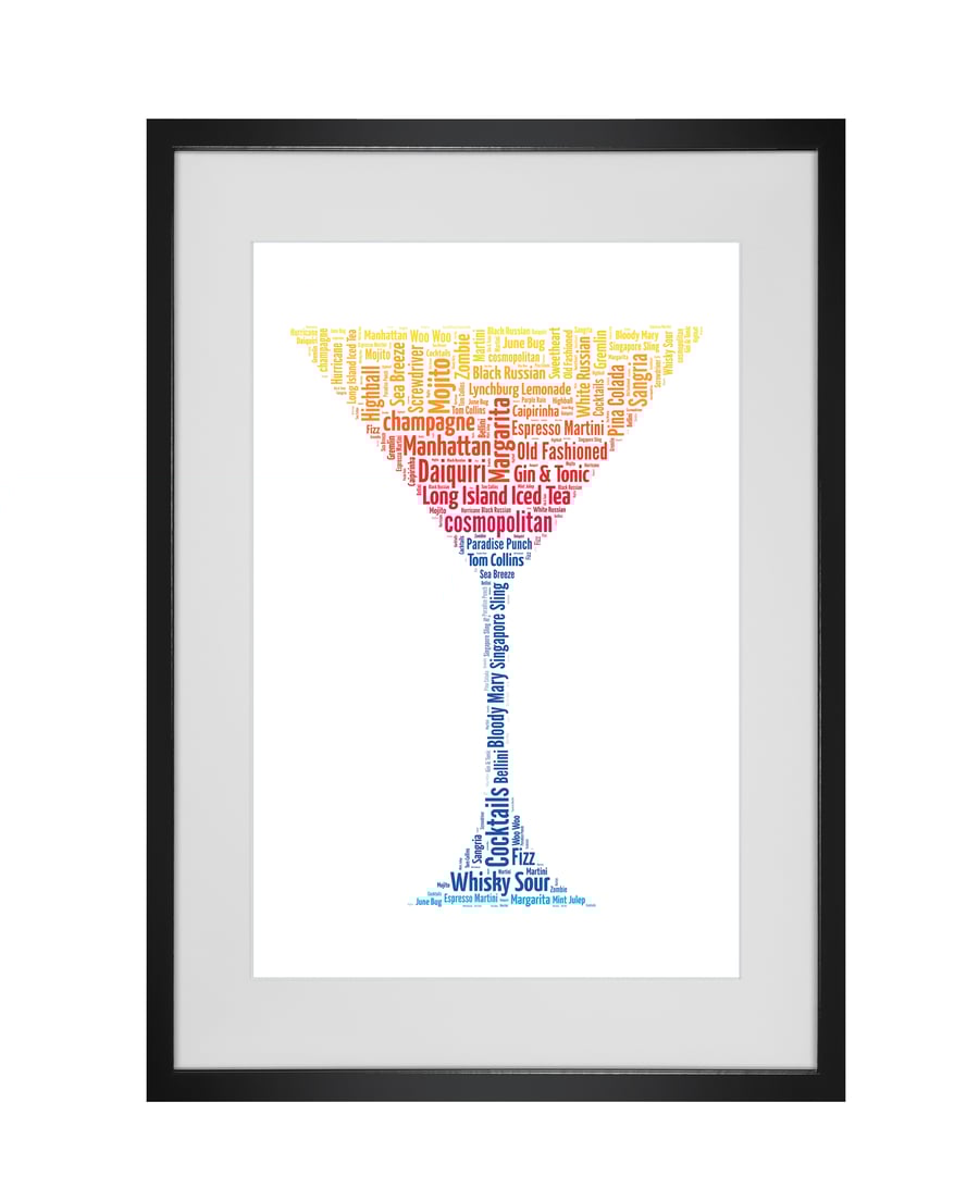 Personalised Cocktail Glass Design Word Art Gifts 