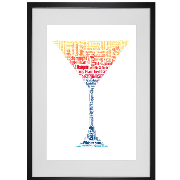Personalised Cocktail Glass Design Word Art Gifts 