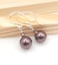Pearl Earrings - Burgundy Crystal Pearl Earrings - Swarovski Crystal Pearls  - Image 1