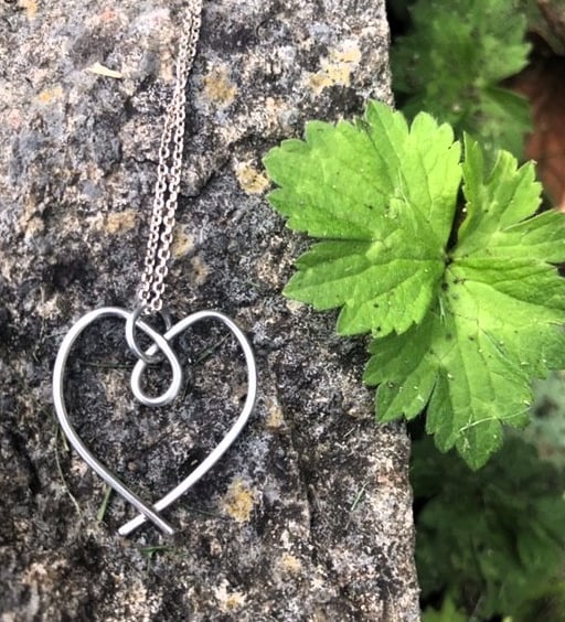 Handmade Sterling Silver 925 Open Wire Heart Pendant - Unique Silver Jewellery