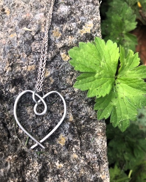 Handmade Sterling Silver 925 Open Wire Heart Pendant - Unique Silver Jewellery