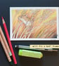 Harvest mouse with wheat stalks, postcard size art, letterbox art gift - Image 2