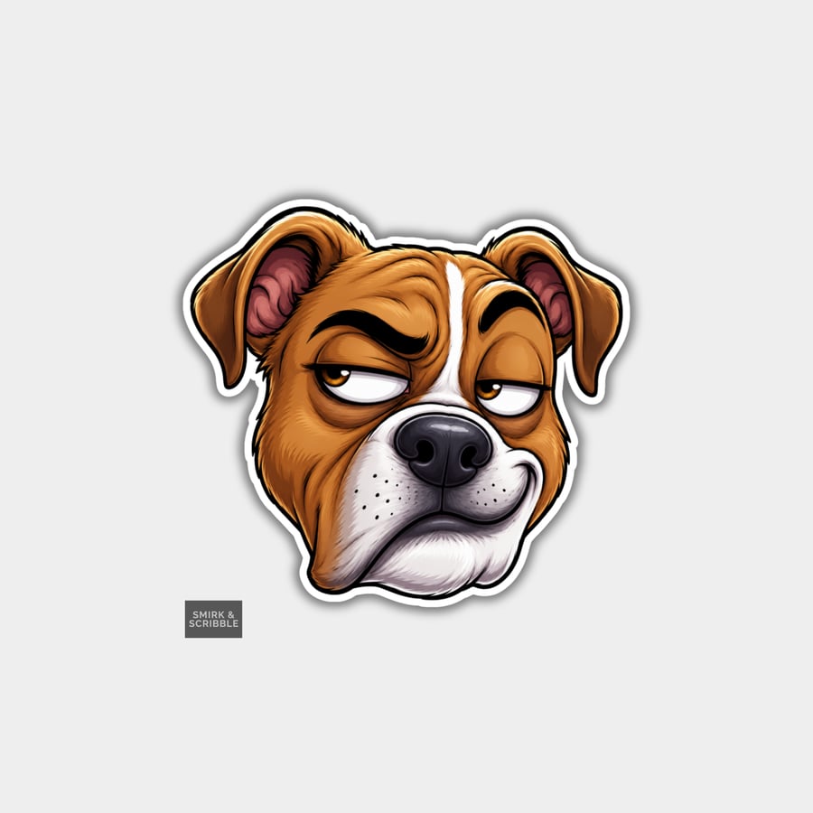 Funny Vinyl Sticker For Adults - Sly Dog Face - Folksy
