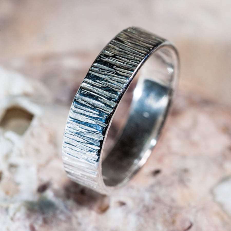 eco-silver handmade textured ring