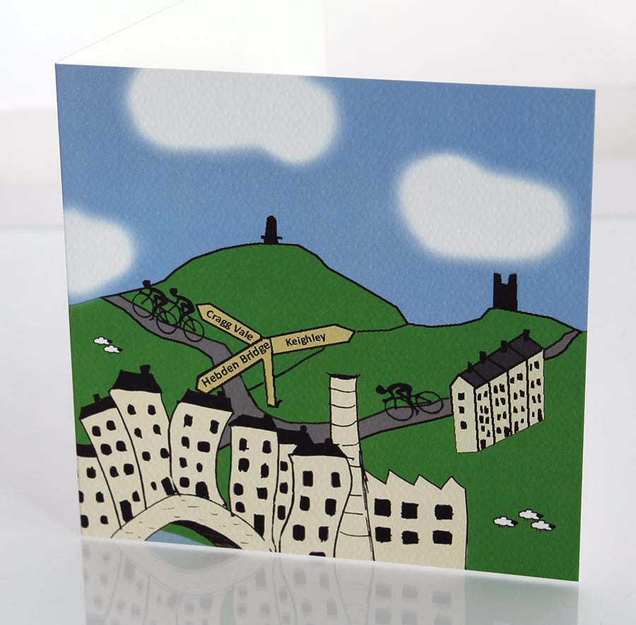 Hebden Bridge cyclist greeting card