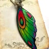 Green Yellow Orange and Purple Fairy Wing Necklace