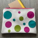 Spotty Designed Faux Leather Zipped Pouch.