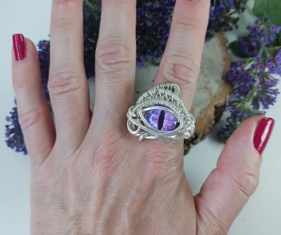 Wire Work Adjustable Dragon Eye Ring
