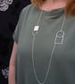 Recycled sterling silver double circle & square necklace - wire jewellery  - Image 1