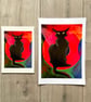 Art Print - Jazz Cat - Black Cat - Cat Lover Gift - Colourful Wall Art - Image 2