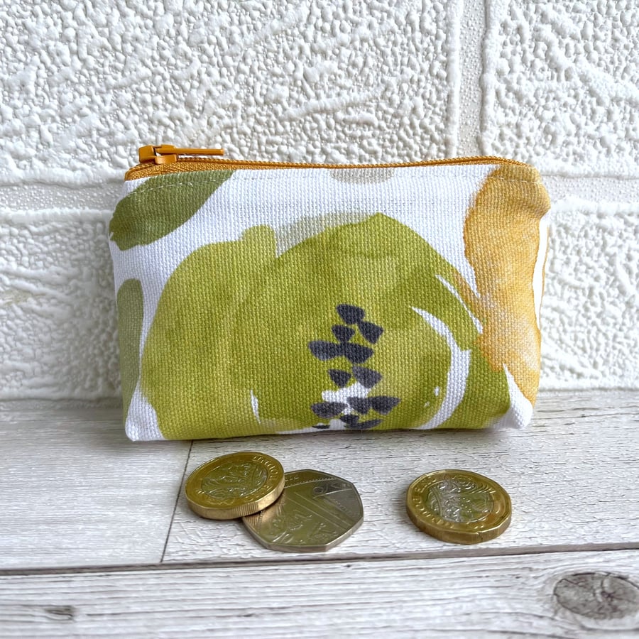 Small Purse, Coin Purse with Abstract Flowers