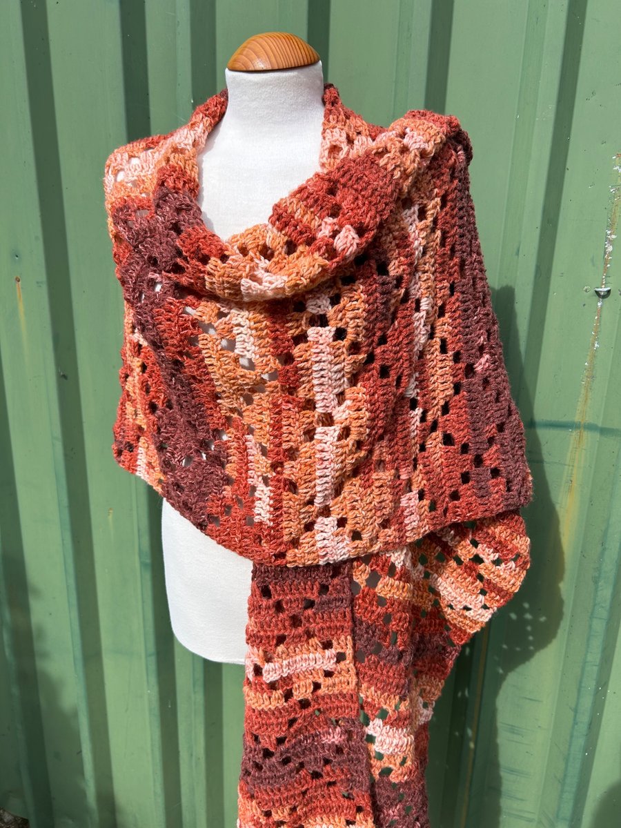 Autumn Ruana Wrap in Soft Wool Yarn