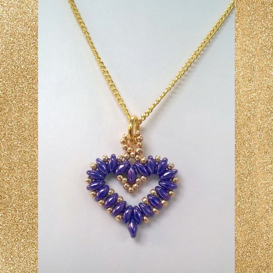 Amazon Neon Purple Heart Pendant Necklace