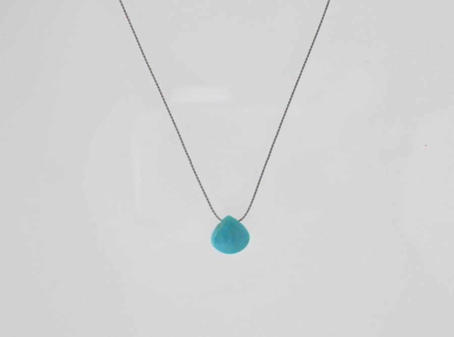 Minimalist Turquoise Gemstone Necklace on Silk - Sleeping Beauty Turquoise 