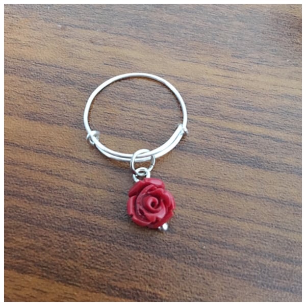 Rose charm ring