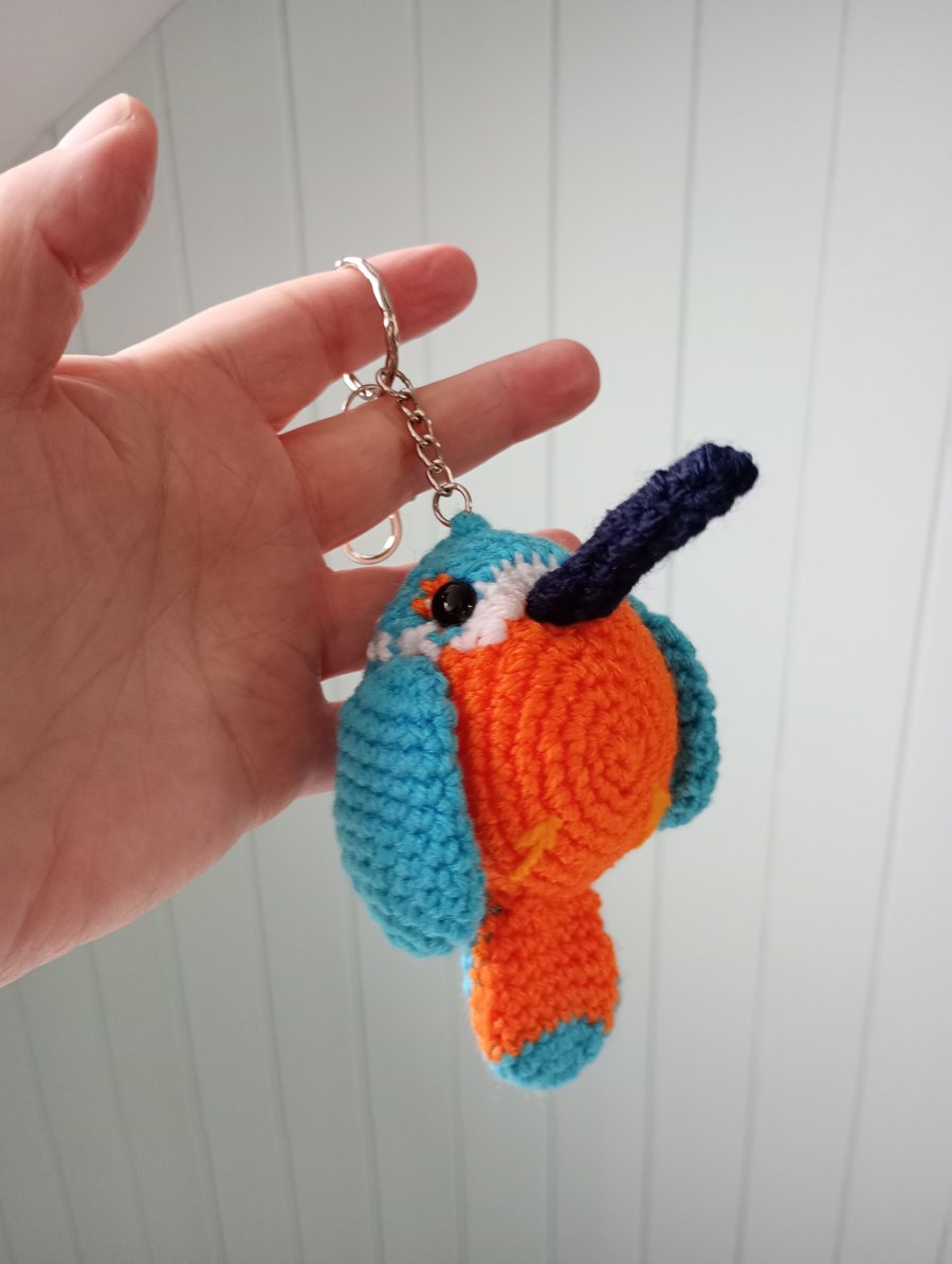 Crochet Kingfisher Keyring bag charm