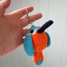 Crochet Kingfisher Keyring bag charm