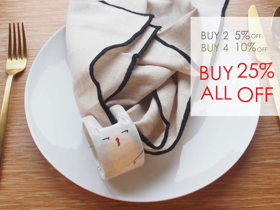 Multi-purpose Ceramic Napkin Ring - Ginmaru
