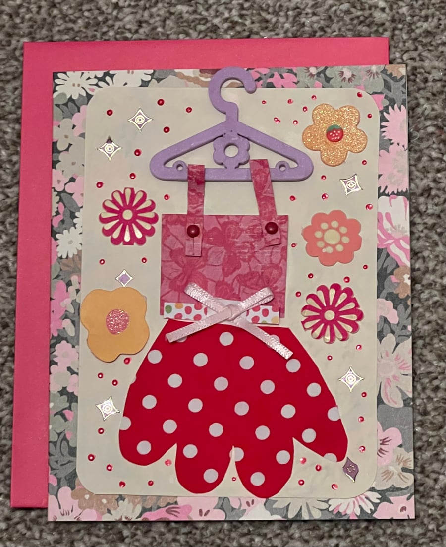 Handmade  hand crafted Greetings cards - ‘All dressed up!’