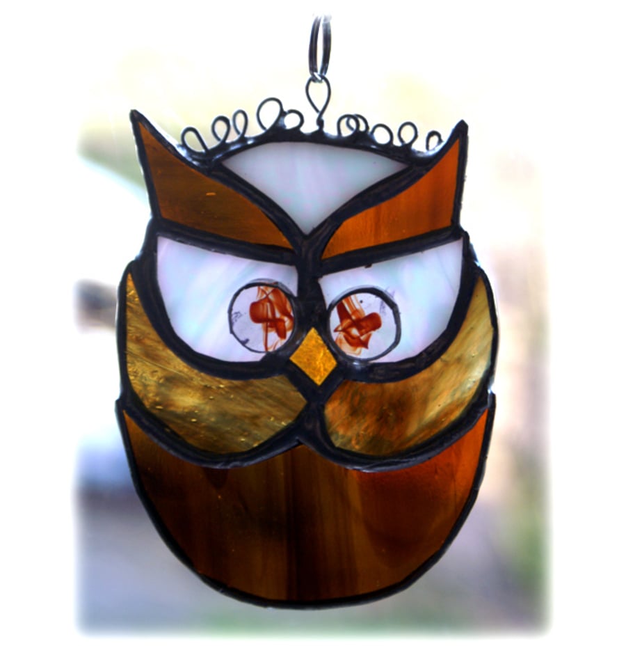 SOLD Owl Suncatcher Stained Glass Handmade Bird Small