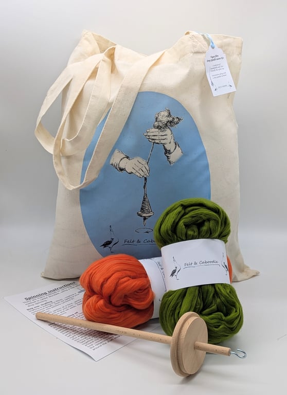 Learn to spin craft kit with Vegan fibre and drop spindle 
