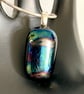 Shimmering Iridescent Fused Dichroic Glass Pill Pendant - Image 1
