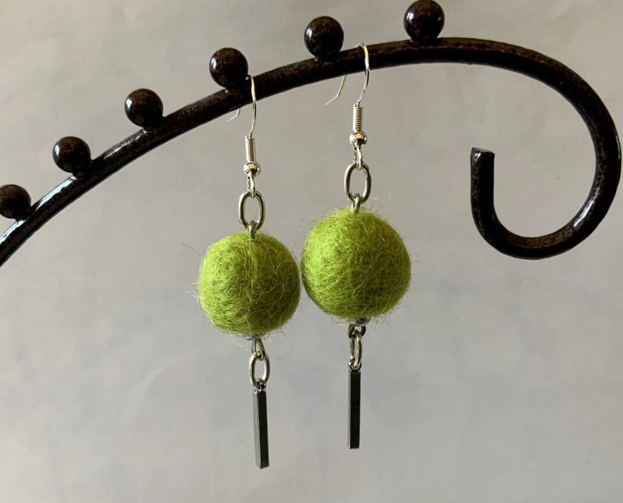 Merino wool ball earrings