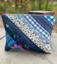 Denim and scraps quilted large soft pouch