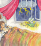 Child surprised by a fairy and lightning flash Original Watercolour Painting  - Image 4