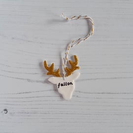 Personalised Glitter Stag decoration