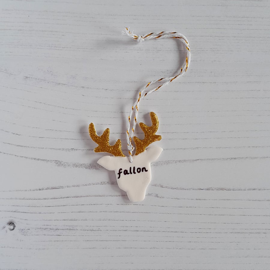 Personalised Glitter Stag decoration