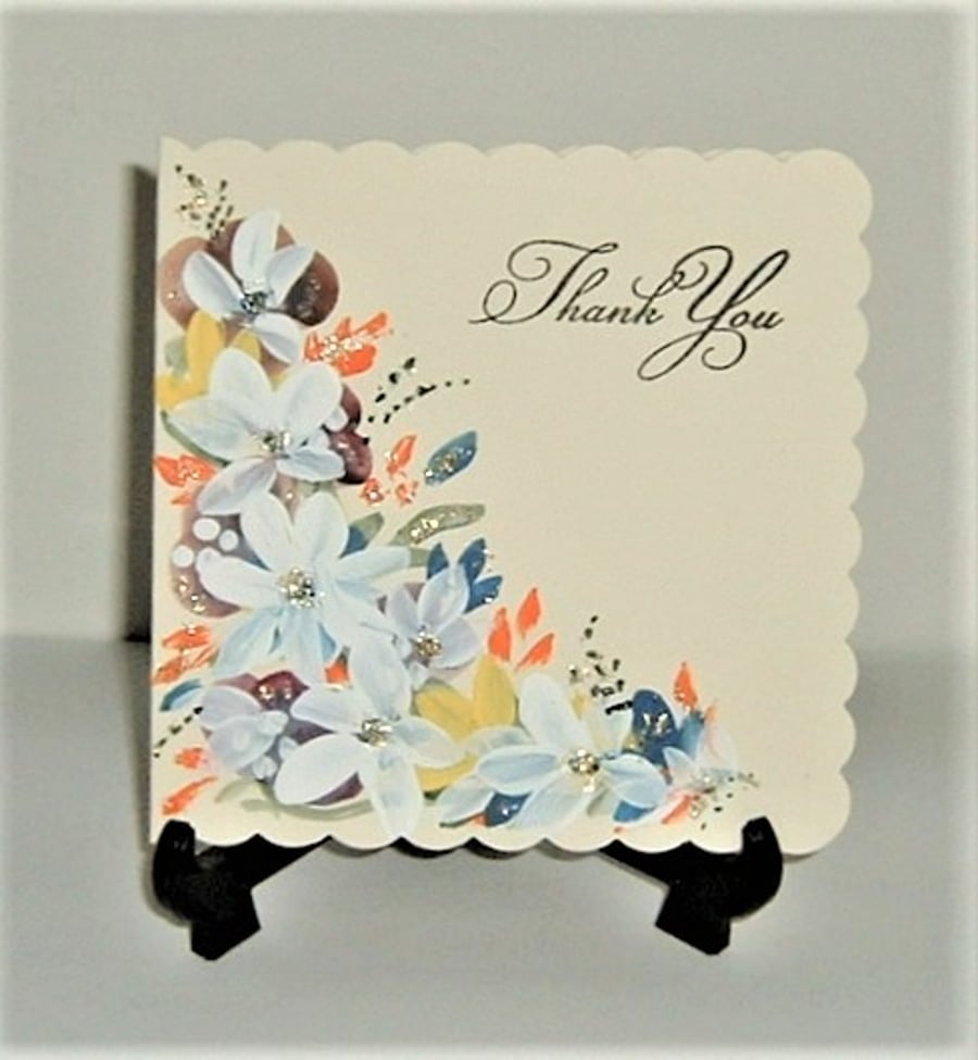 original hand painted Thank you card ( ref F 497)