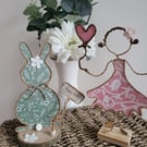 Kraft Paper Wire Figure, Easter Bunny, Girl with Balloon, Gift Ornament