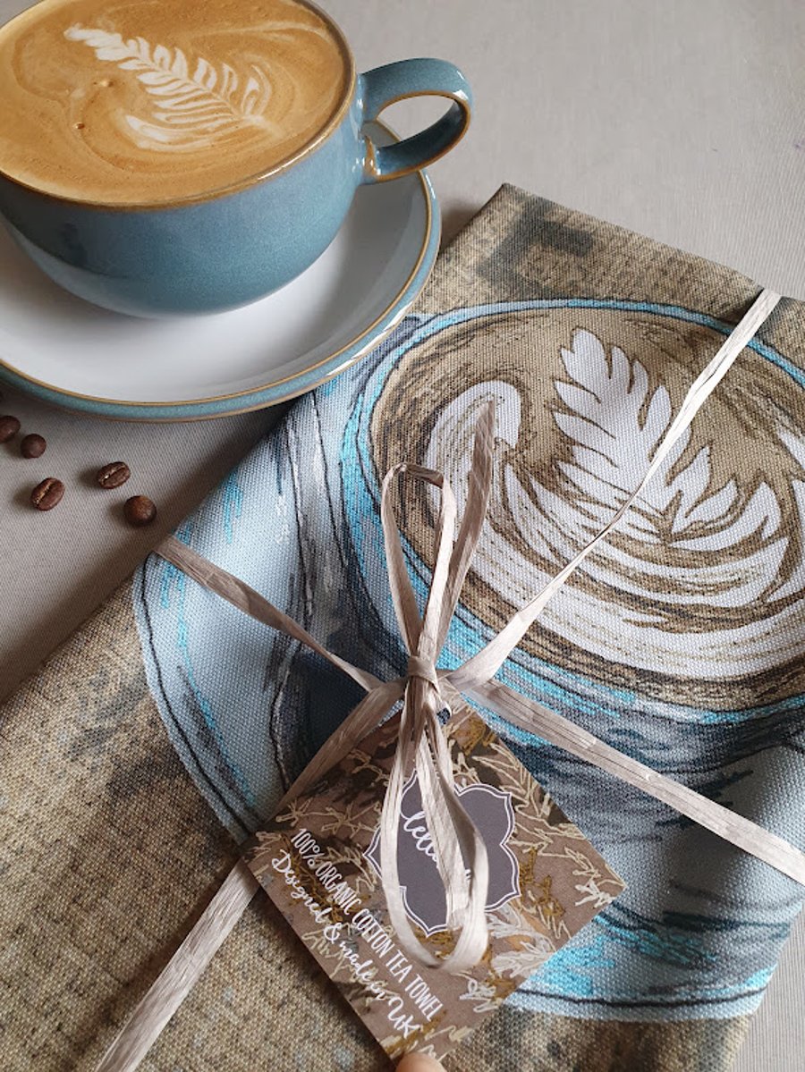 Coffee cup tea towel, gift for coffee lovers