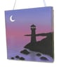 Lighthouse at Dusk Original Acrylic Art - small seascape painting on canvas - Image 2
