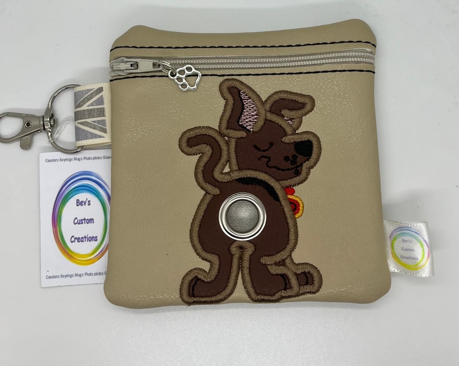 Great Dane, Embroidered Poo bag dispenser. 